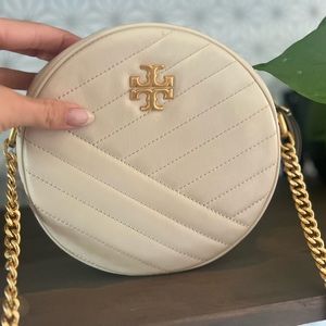 Tory Burch Kira Leather Circle Bag ~ ivory